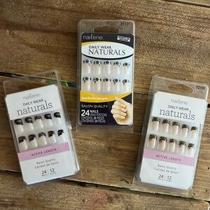 Nailene Daily Wear Naturals Nail Bundle. 3 packs of 24 ct Nails. All new